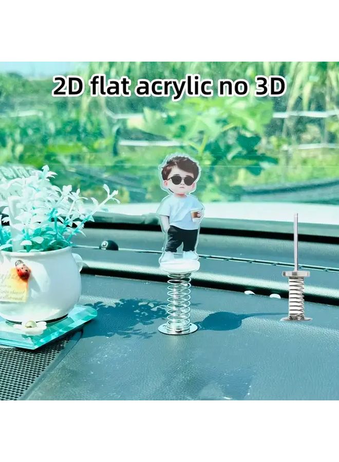 2Pcs 2D Acrylic Car Dashboard Decor Stylish Boy Figure With Glasses Coffee Cup - Image 3